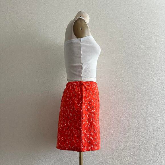 handmade orange white floral mini skirt - Picture 2 of 11